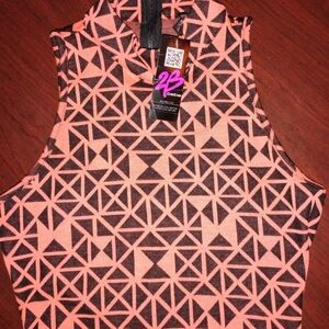 Bebe Pink and Black Geometric Tank Top